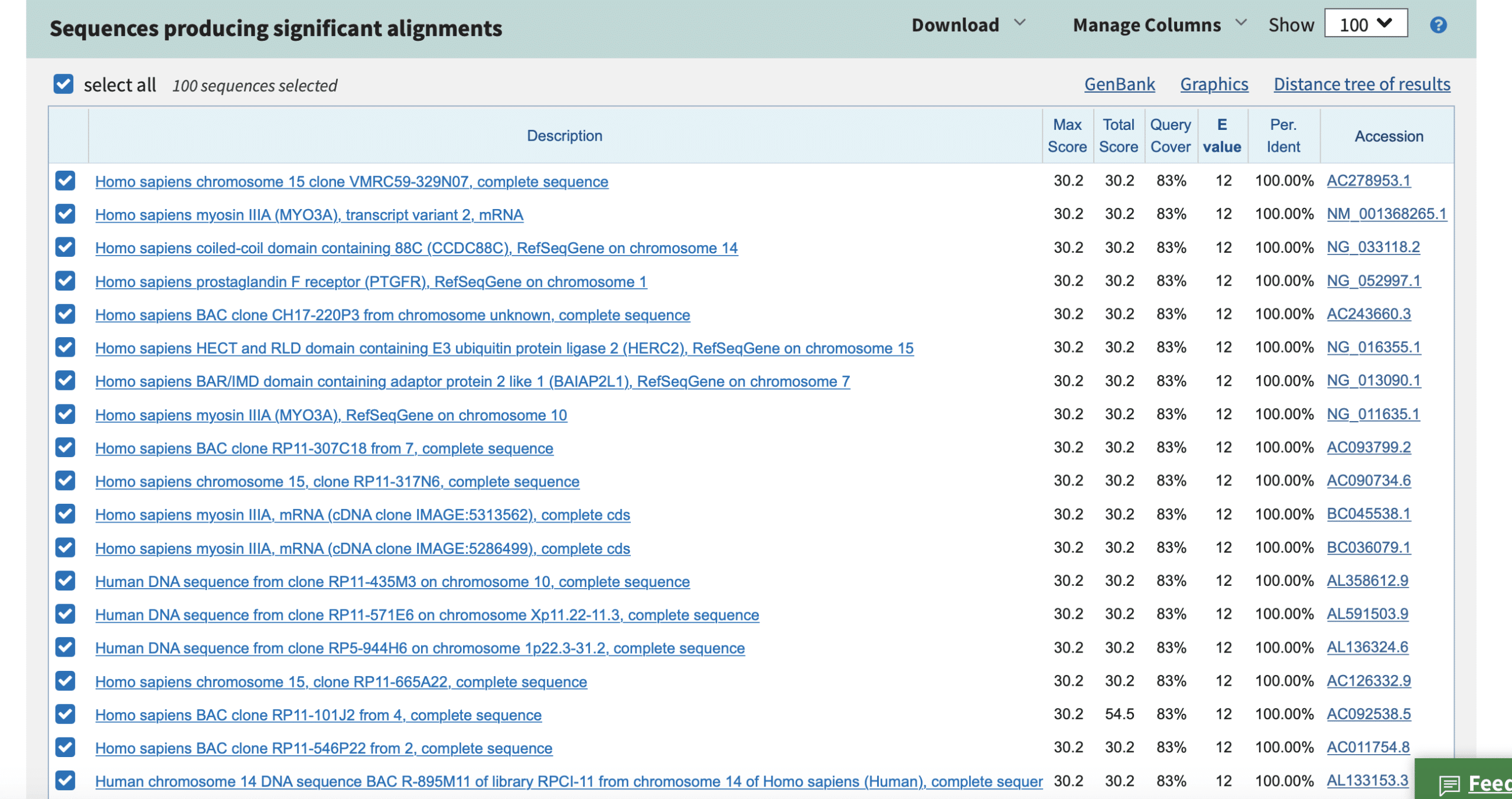 Nucleotide BLAST alignment of human genome with RdRp forward primer